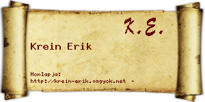 Krein Erik névjegykártya